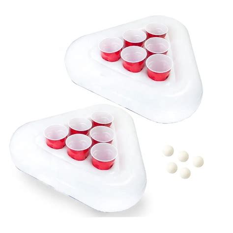 2 Pack Inflatable Beer Pong Floats Set Pool Party Beer Pong Game With