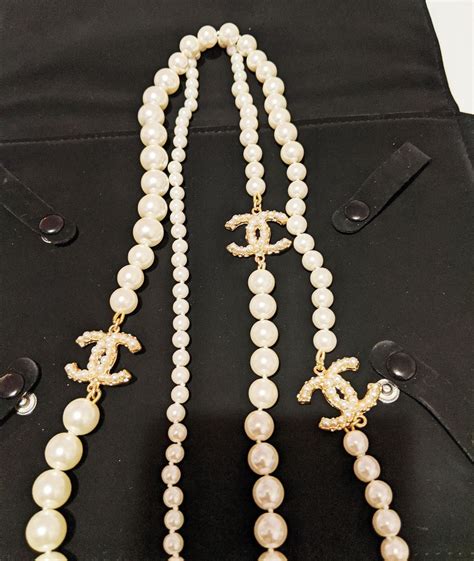 Chanel Pearl Necklace 100 Anniversary Special Long Necklace With 3 Cc