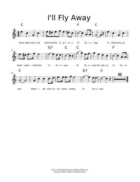 Ill Fly Away Sheet Music For Soprano Solo