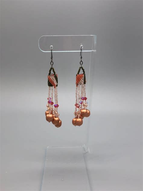 Chandelier Drop Earrings Handmade Beaded Dangling Earrings Etsy