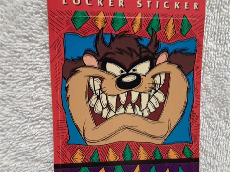 Vintage Looney Tunes Taz Face Locker Sticker Etsy