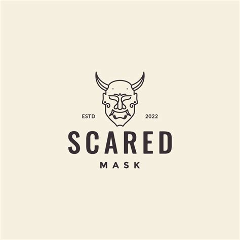 Scared Mask Horn Line Hipster Logo Design Vector 14564612 Vector Art At