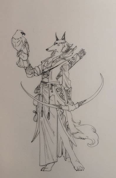 Female Kitsune Ranger With Bow And Falcon Dark Sword Miniatures