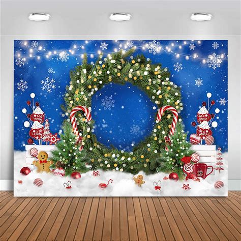 Buy Moca Christmas Candyland Backdrop Blue Candy House Snowflake