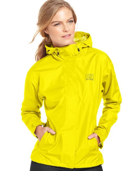 Helly Hansen Seven J Hooded Rain Jacket In Bright Yellow Yellow Lyst