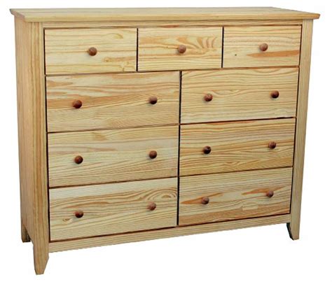 9 Drawer Unfinished Solid Pine Wood Dresser With Full Extension Drawer
