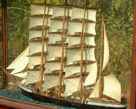 Antique Four Masted Barque Ship Model In Case C1890 Item 4867 For