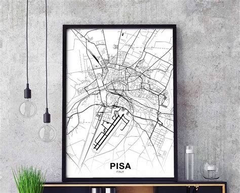 PISA Italy Map Poster Hometown City Print Modern Home Decor Etsy
