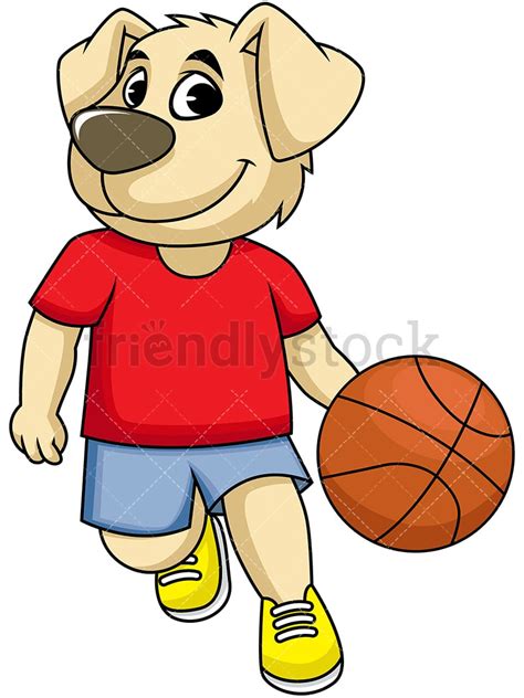 Dog Mascot Playing Basketball Cartoon Vector Clipart Friendlystock