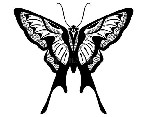 Butterfly Black And White Silhouette Design Stock Vector Illustration