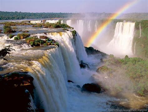 Rainbow Over The Falls Nature River Rainbow Waterfalls Hd