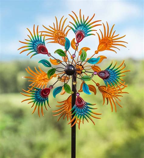 This Stunning Jeweled Flower Metal Wind Spinner Would Look Right At