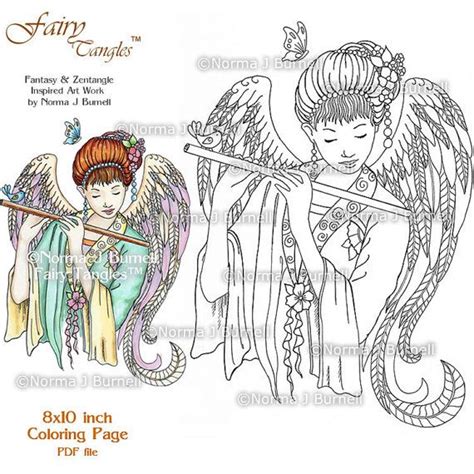 Fairy Tangles Printable Coloring Pages By Norma J Burnell Etsy