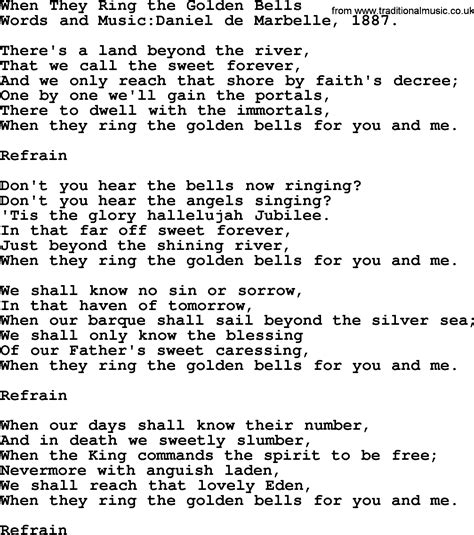Hymns and Songs about Heaven: When They Ring The Golden Bells - lyrics