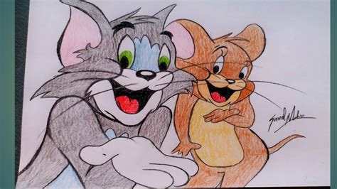 How To Draw Tom And Jerry With Colour Penci Drawing Tom And Jerry