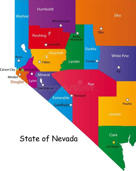 State Of Nevada Map Of Nevada State Designed In Illustration With The