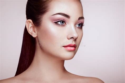 Beautiful Woman Face With Perfect Makeup Stock Photo Image Of