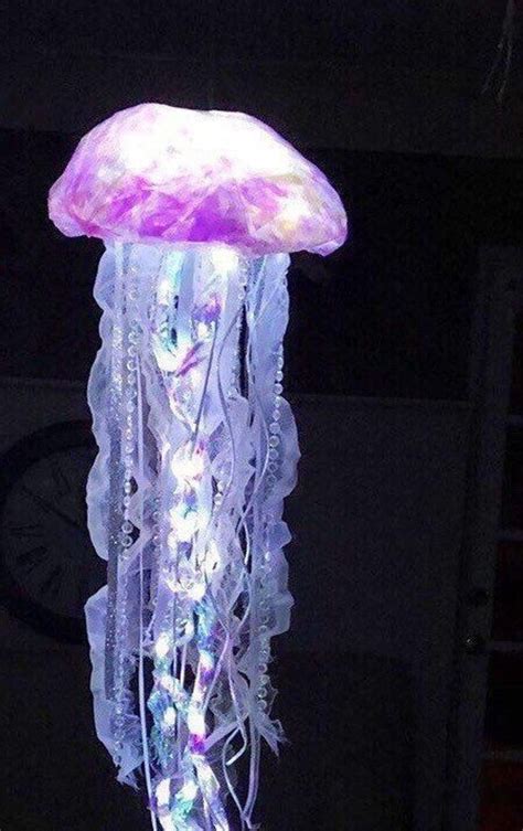 Large Hanging Jellyfish Light Iridescent White And Silver Etsy