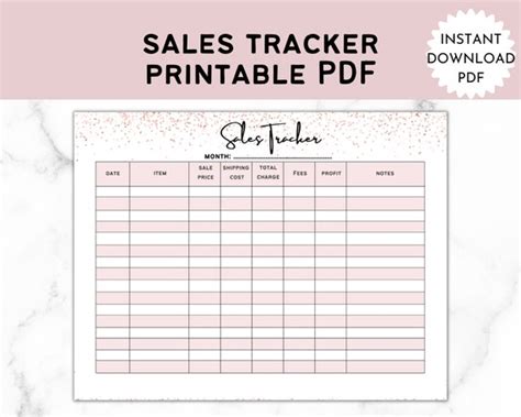 Sales Tracker Printable Template Sales Log Sale Profits Etsy