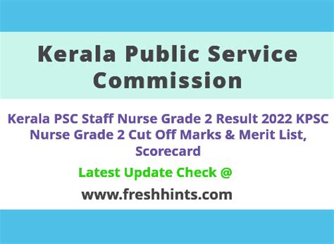 Kerala Psc Staff Nurse Grade 2 Result 2022 Kpsc Sn Rank List