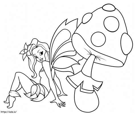 Fairy And Mushroom Coloring Page