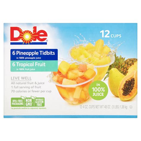 Place pineapple, lemon juice, lime juice, sugar and reserved pineapple juice in blender or food processor container; Dole Pineapple Fruit Cups Nutrition Facts - Besto Blog