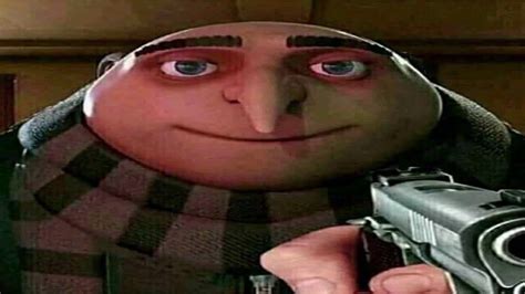 Gru Points A Gun At You And Microwave Sounds Playing In The Background