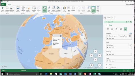 Excel 2016 Playing Around With The New Built In 3d Maps Youtube