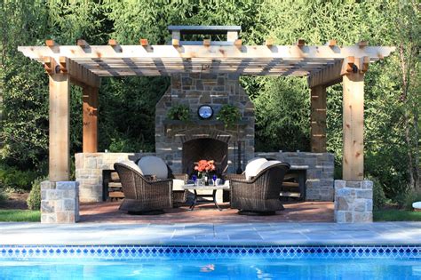 Standout patio pergola designs for outdoor fireplaces. Poolside Patio2 | Pool gazebo, Pool patio, Backyard pool