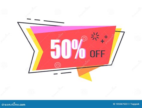 50 Off Special Offer Promo Sticker With Star Icon Stock Vector