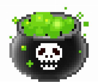 Pixel Halloween Cauldron Skull Magic Pixels Gifs
