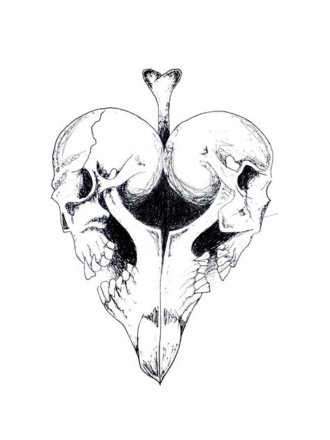 Skull Heart Bones Draw Skull Skull Tattoo Art