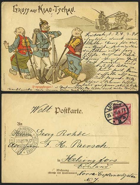 Boxer Rebellion Gruss Aus Kiao Tschau 1898 Postcard Pow For Sale