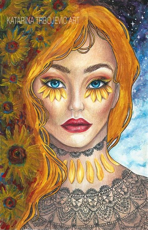 Sunflower Girl Fine Art Print Beautiful Woman Artwork Etsy Fine Art