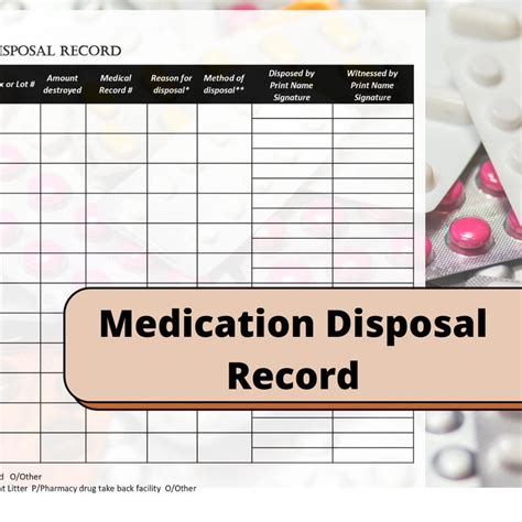 Medication Disposal Record In Excel Editable Controlled Medication