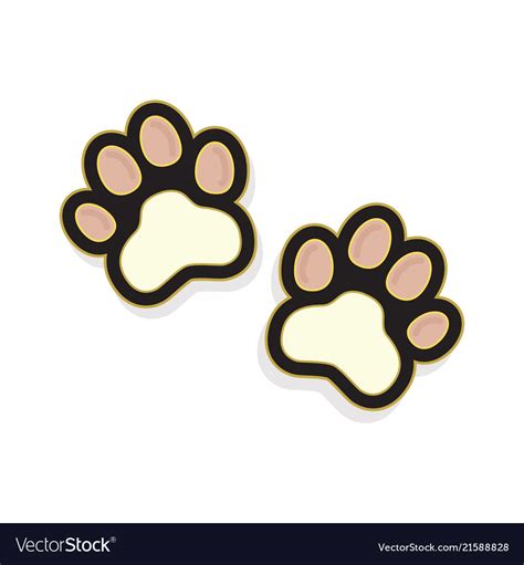 Cute Pinky Pair Cat Paws Foot Print Sticker Icon Vector Image