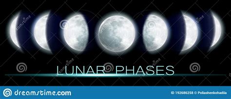 Realistic Moon Phases The Whole Cycle Stock Illustration