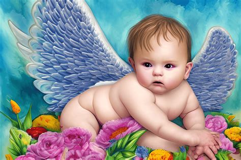 Chunky Baby Boy Angel Laying On His Belly · Creative Fabrica