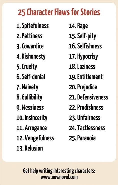 Character Flaw List 30 Intriguing Character Flaws Now Novel