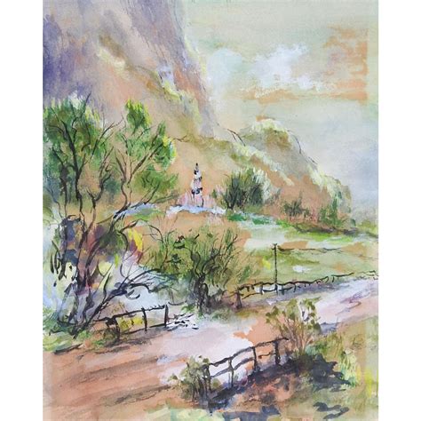 Impressionist Landscape And Bridge Watercolor And Gouache Painting Chairish