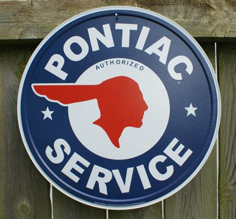 Pontiac Service Round logo vintage repro Tin metal Sign Man Cave Garage