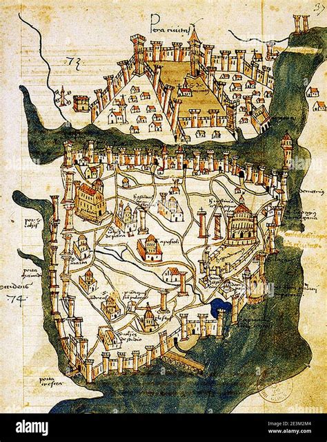 Mapa De Constantinopla 1422 Por El Cartógrafo Florentino Cristoforo