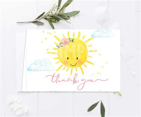 Sunshine Thank You Cards You Are My Sunshine Birthday Thank Etsy