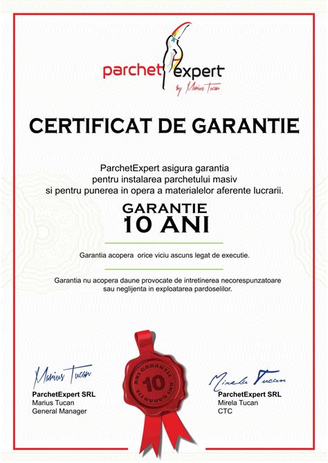 Certificare produs Certificat de garantie BAUWERK Parkett ...