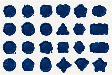 Vector Wax Seal Wax Stamp Blue Set Graphic Objects Creative Market
