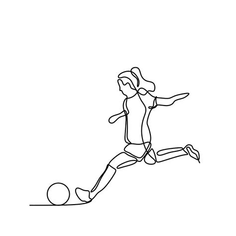 Continuous Line Art Vector Hd Png Images Women Soccer Player