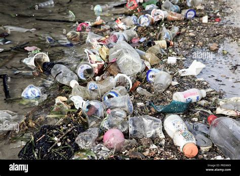 Plastic Trash And Other Toxic Debris Polluting The Coastline Of Bunaken