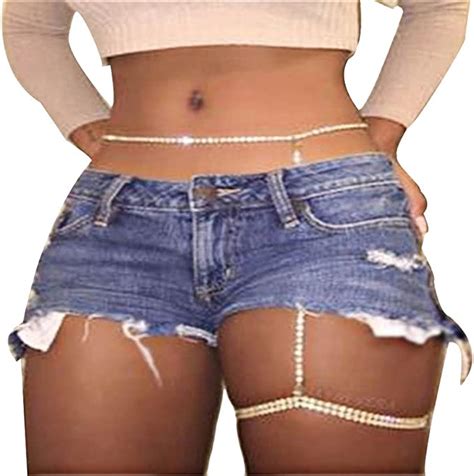 Women Sexy Rhinestone Leg Body Chain Thigh Belly Body Waist Jewelry