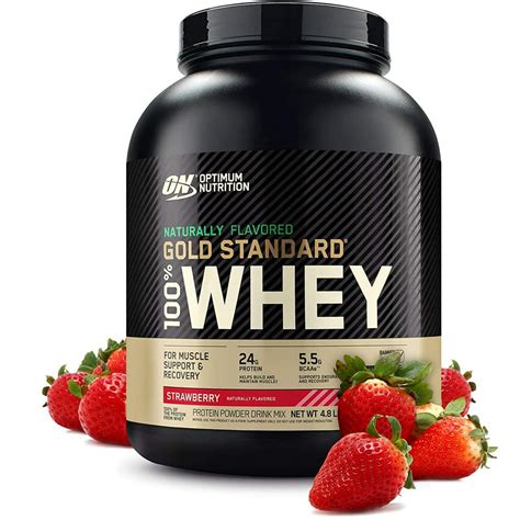 optimum nutrition gold standard 100 whey protein powder naturally flavored strawberry 24g