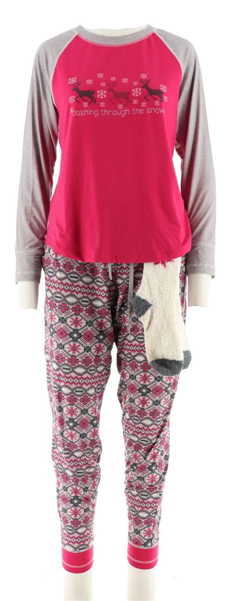 Brand Cuddl Duds Cozy Jersey Pajama Set Socks A294922